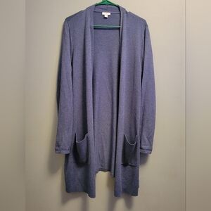 J.Jill Blue Long Open Front Cardigan Sweater Women’s Medium Soft Cotton Layer